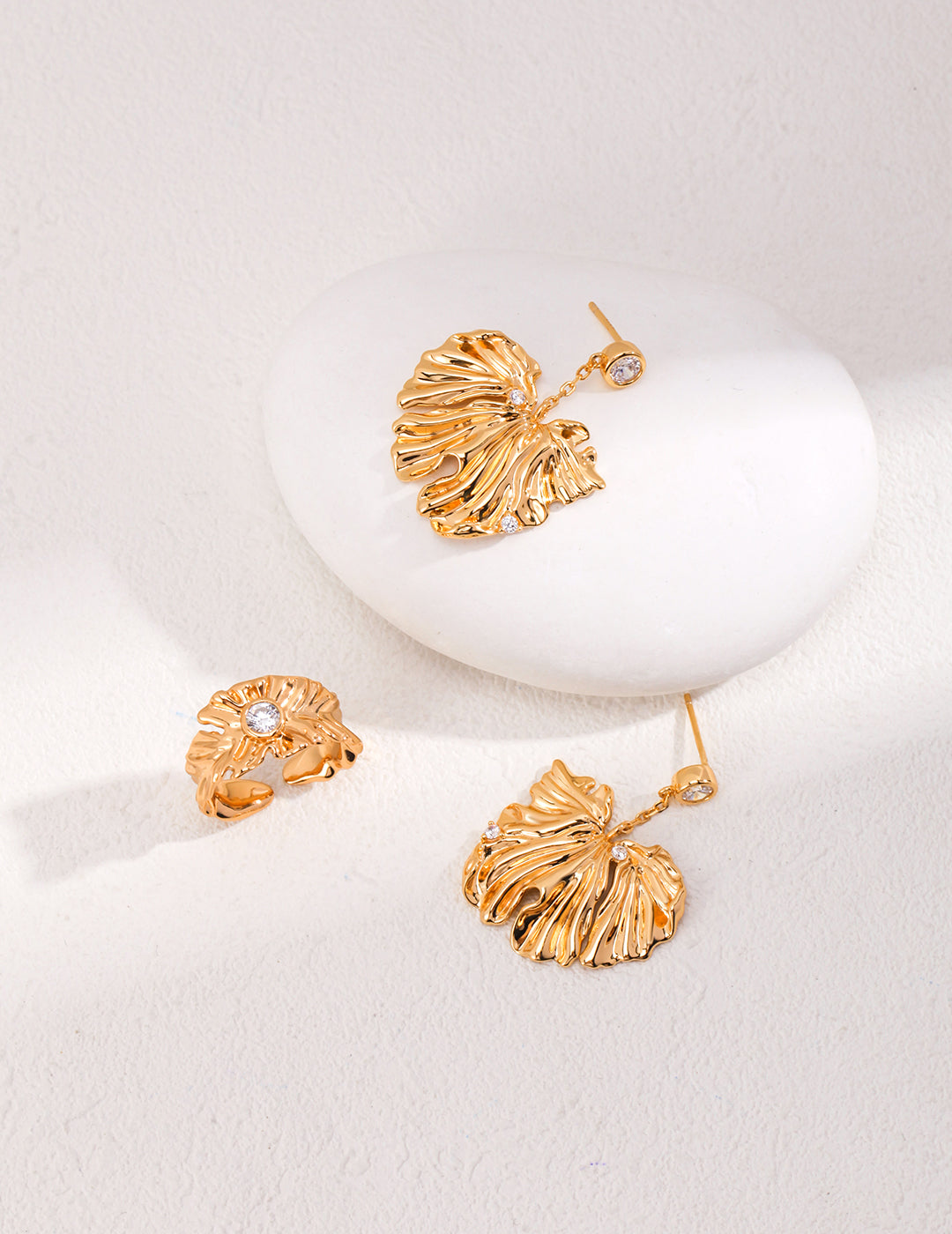 Crowned Ice S925 Sterling Silver Earrings - Vintage Gold Plated Elegant Drop Earrings