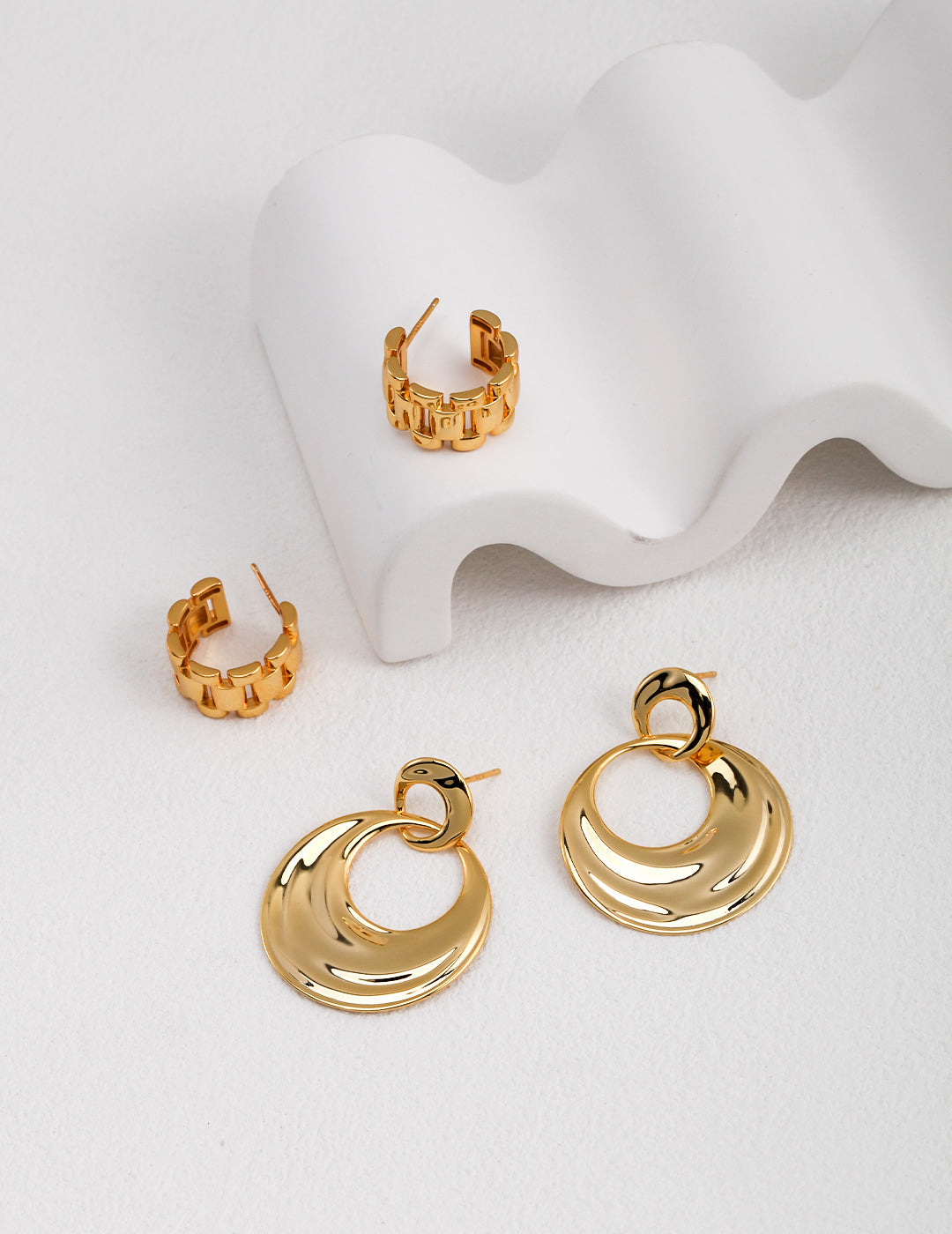 Crowned Ice S925 Silver Light Gold Plated, Delicate Commute Studs, Simple Elegant Everyday Earrings
