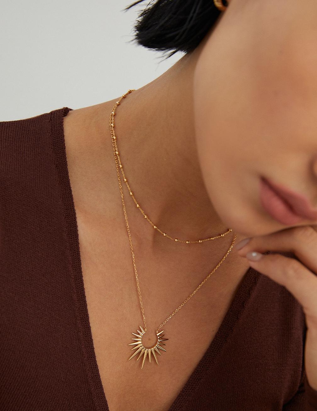 Crowned Ice S925 Sterling Silver Vintage Gold Plated Necklace for Women, Retro Elegant Adjustable Chain with Pendant, Hypoallergenic Gift for Her