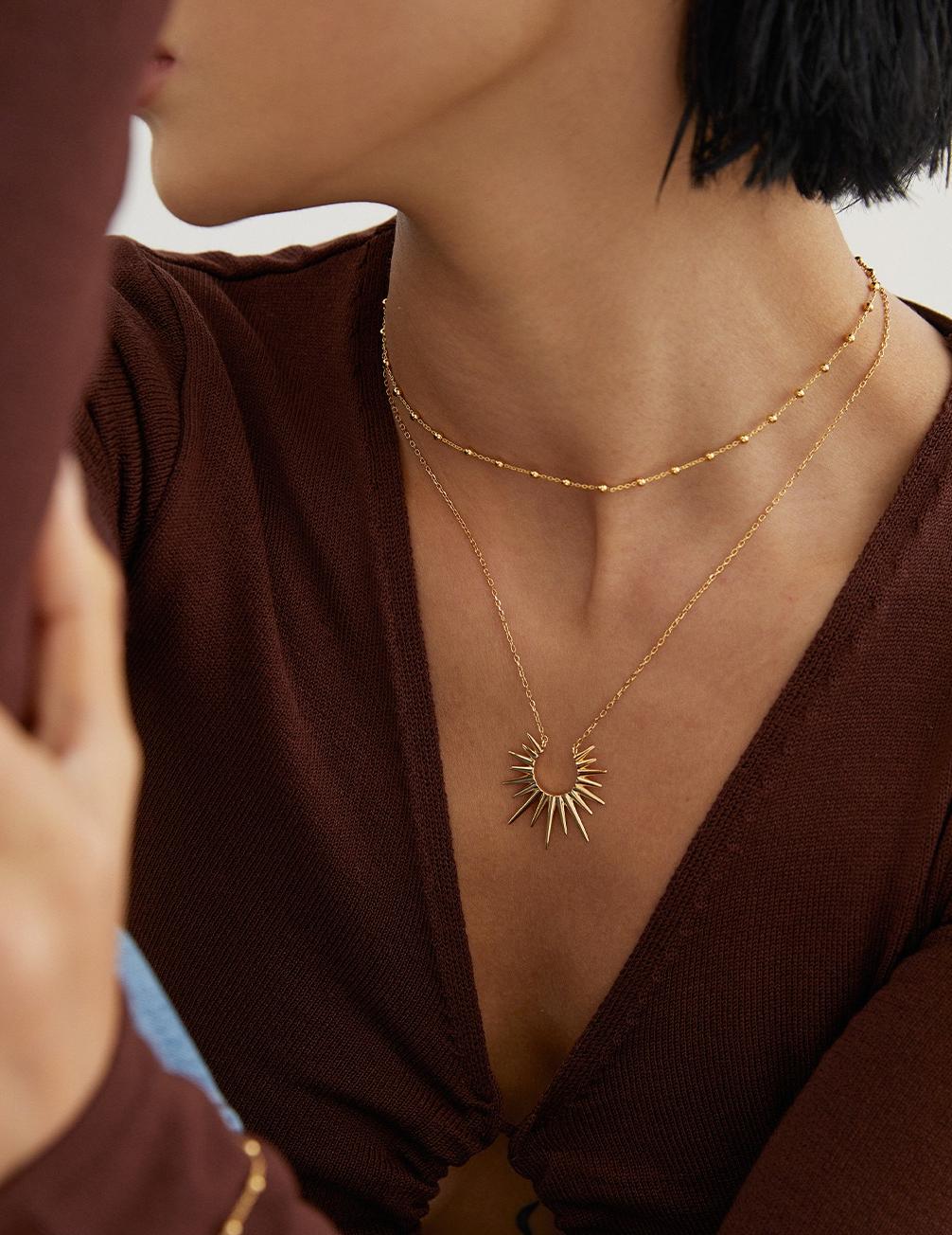 Crowned Ice S925 Sterling Silver Vintage Gold Plated Necklace for Women, Retro Elegant Adjustable Chain with Pendant, Hypoallergenic Gift for Her
