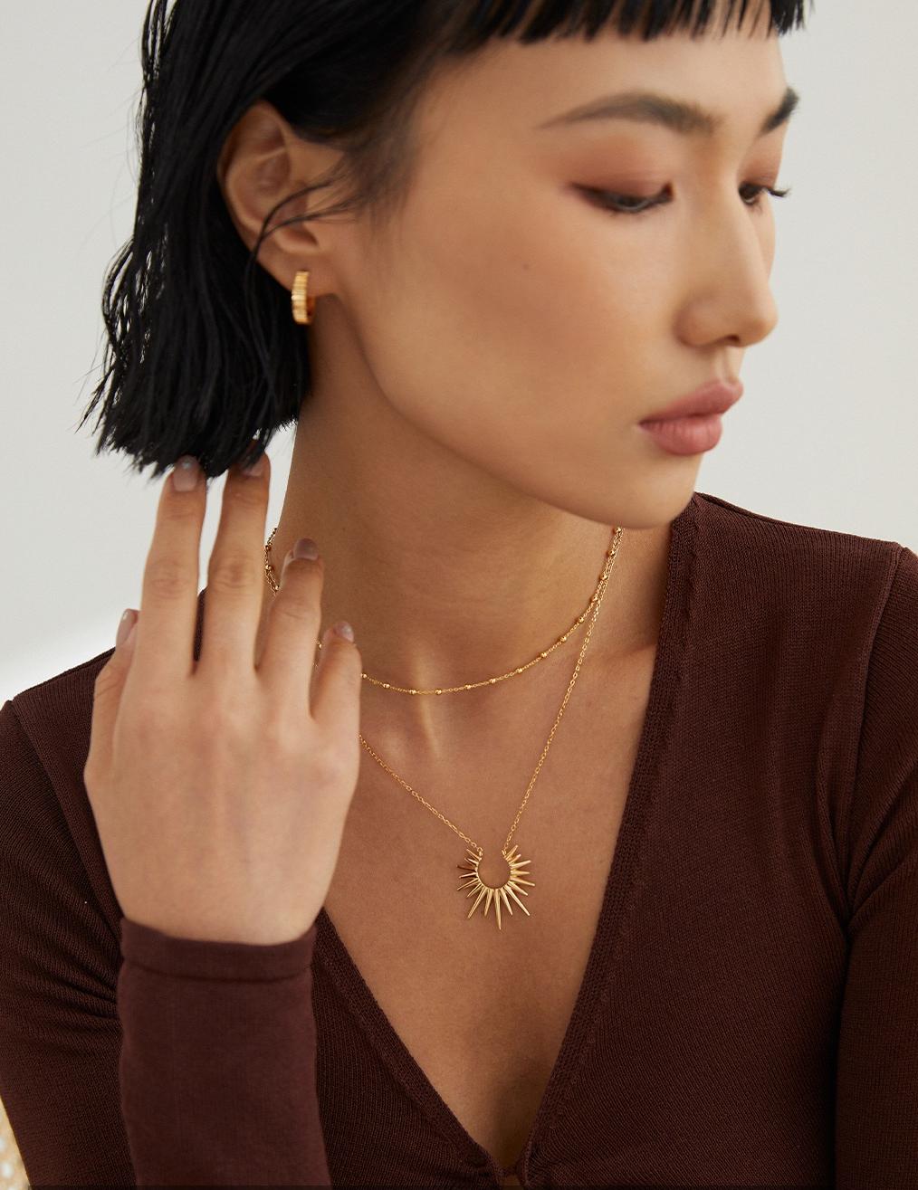 Crowned Ice S925 Sterling Silver Vintage Gold Plated Necklace for Women, Retro Elegant Adjustable Chain with Pendant, Hypoallergenic Gift for Her