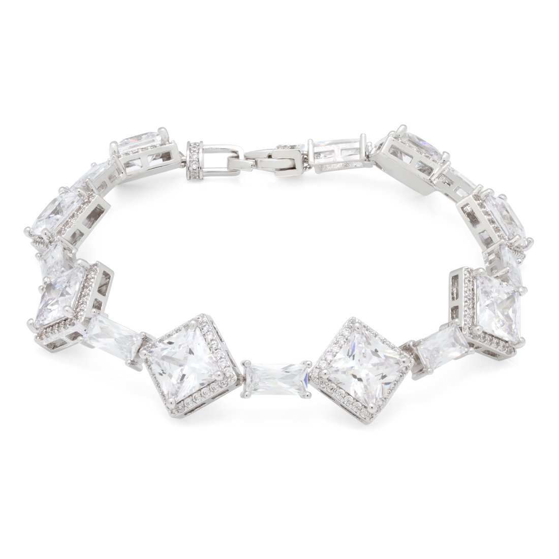 Crowned Ice 14mm Clustered Princess-Cut Tennis Bracelet