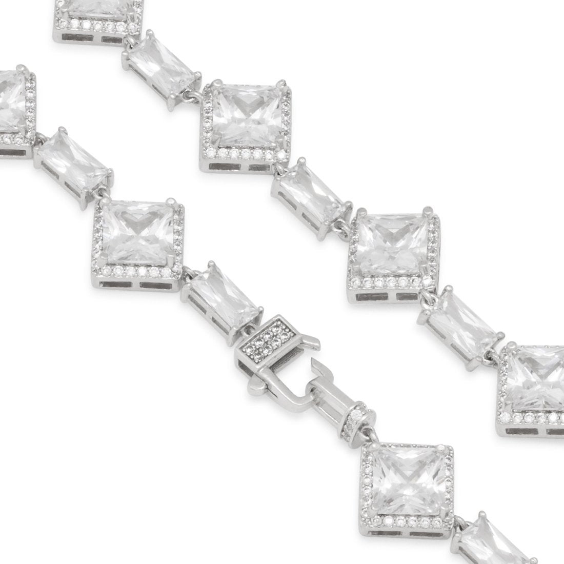 Crowned Ice 14mm Clustered Princess-Cut Tennis Chain