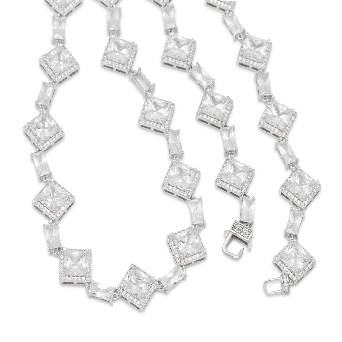 Crowned Ice 14mm Clustered Princess-Cut Tennis Chain