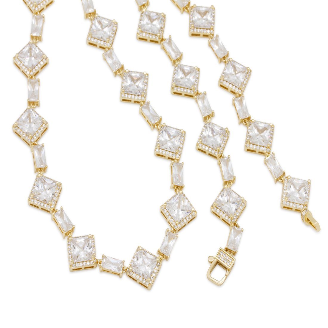 Crowned Ice 14mm Clustered Princess-Cut Tennis Chain