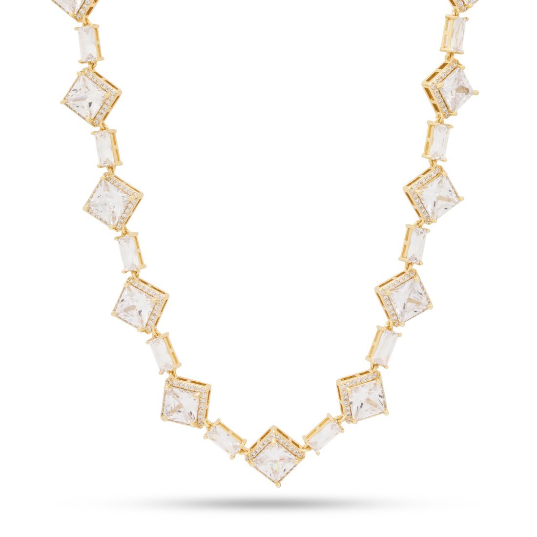 Crowned Ice 14mm Clustered Princess-Cut Tennis Chain