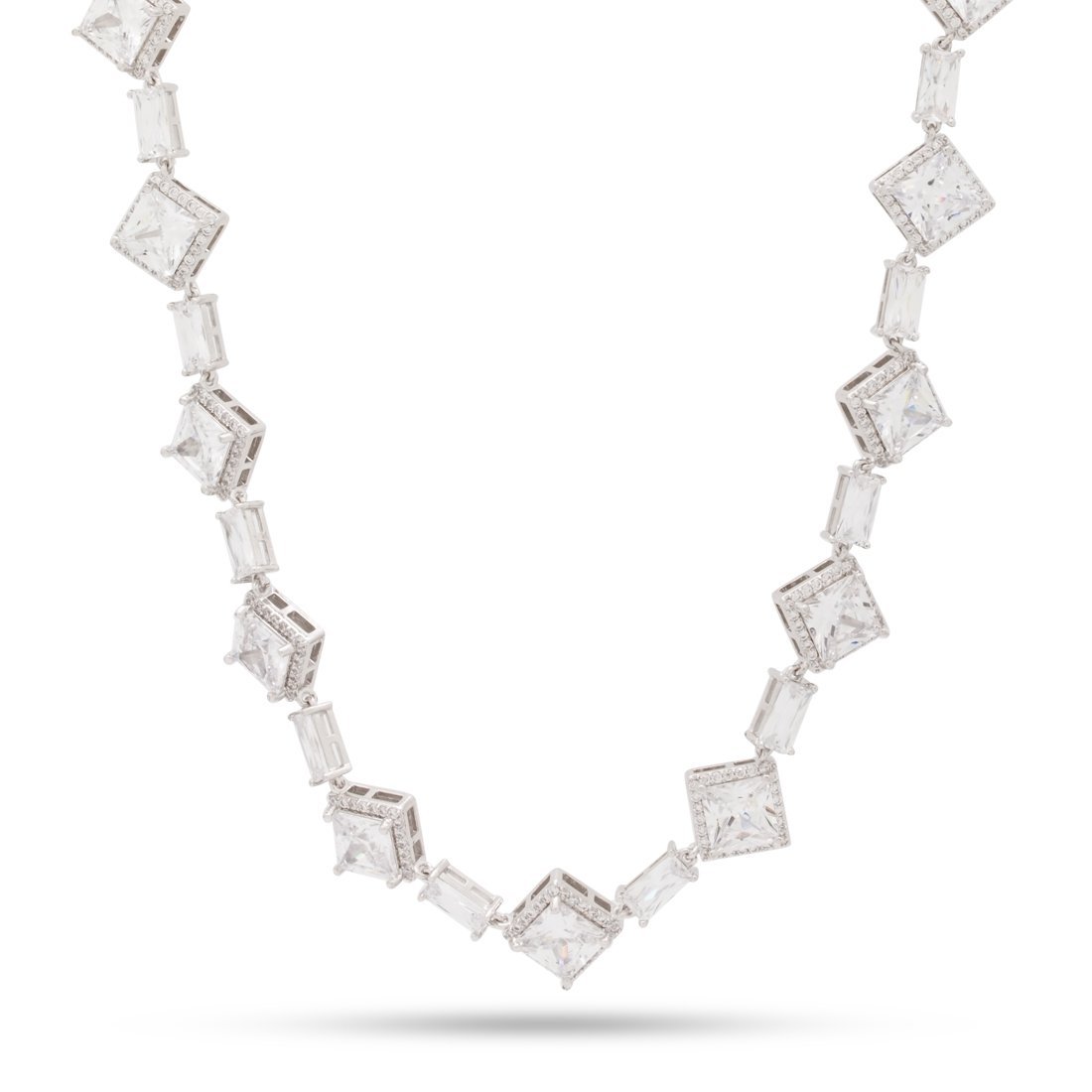 Crowned Ice 14mm Clustered Princess-Cut Tennis Chain