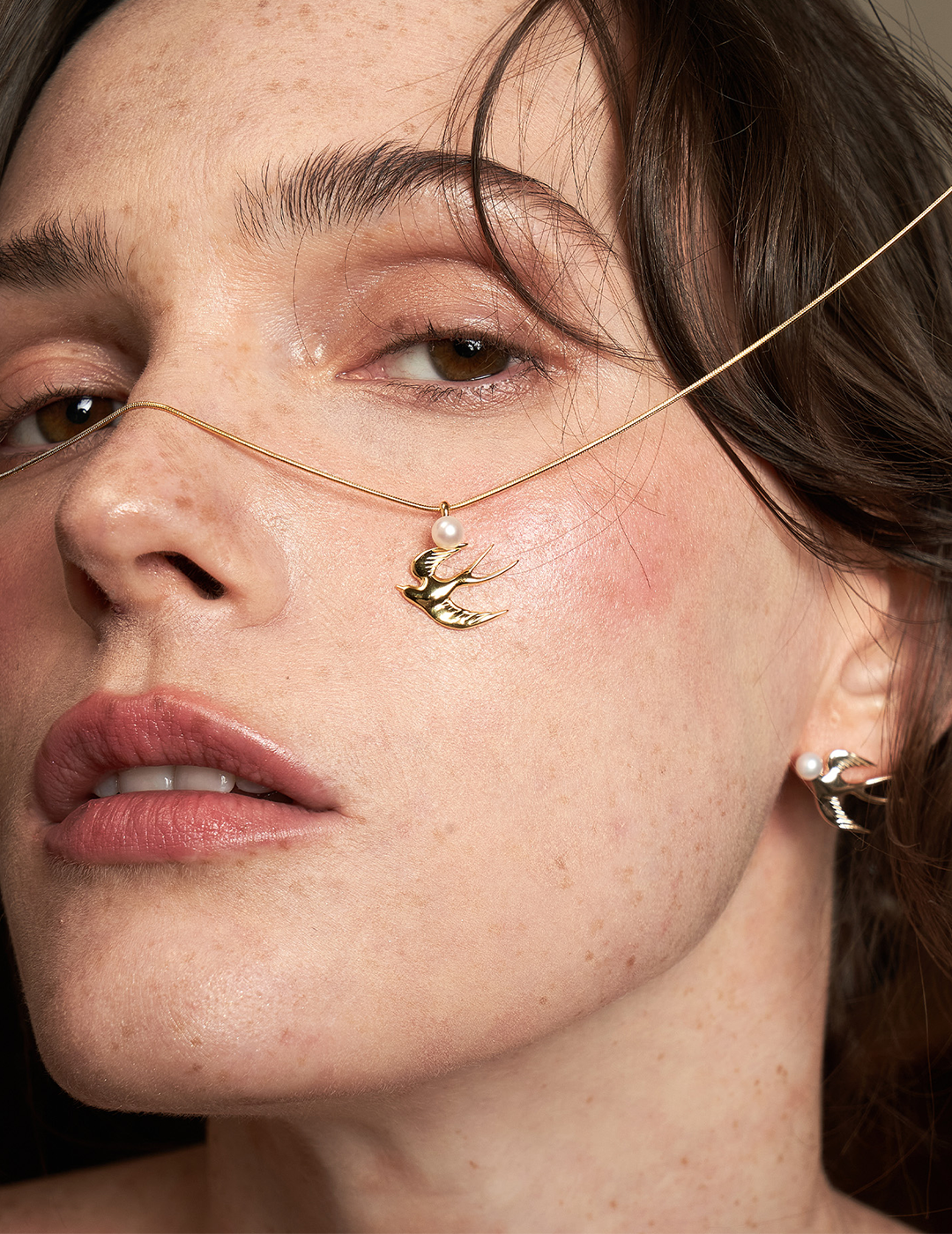 Chasing Dreams Bird Necklace - Soaring Swallow & Pearl Collarbone Chain