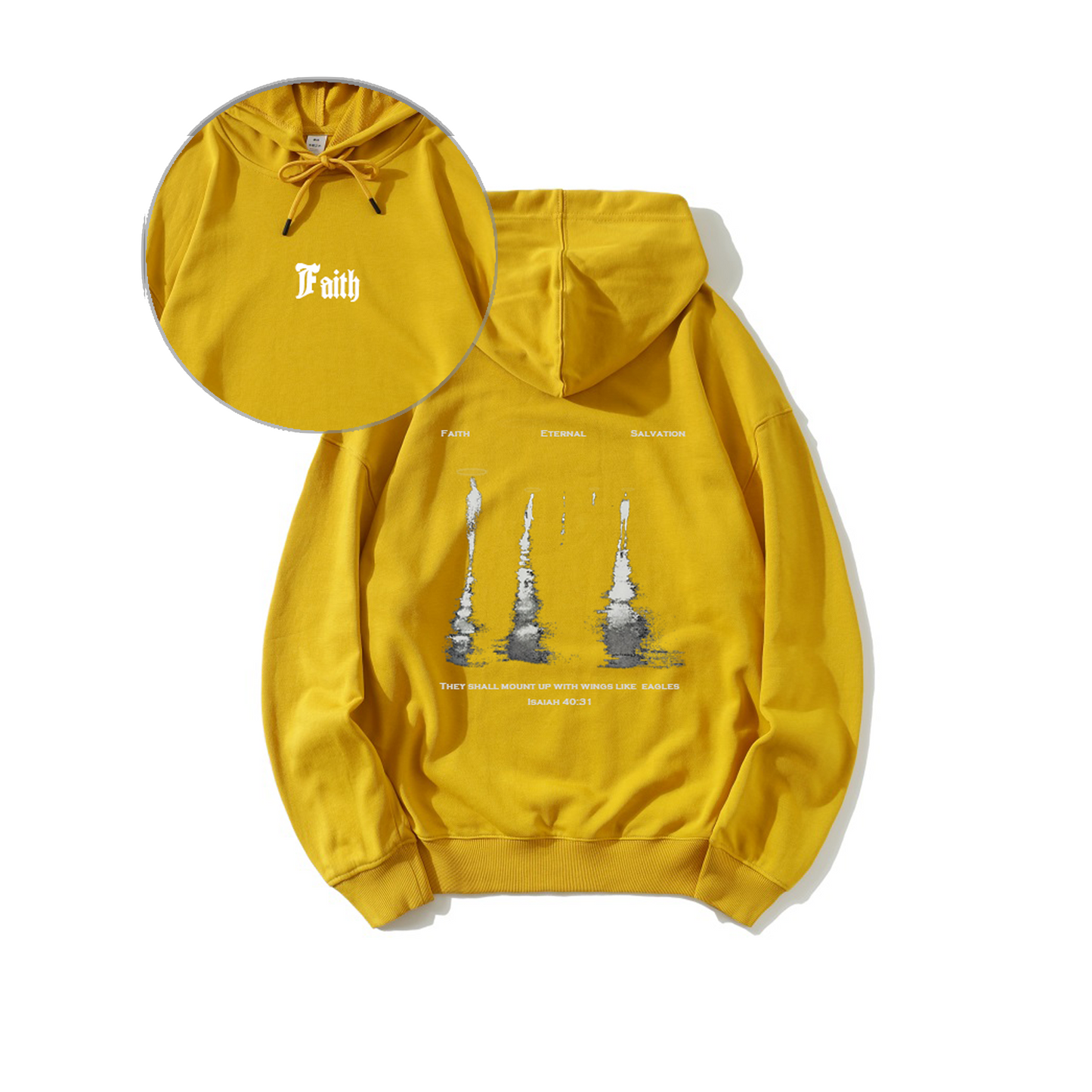 Christian Hoodie for Men & Women | Faith Eternal Salvation Graphic Pullover | Isaiah 40:31 Bible Verse Hoodie