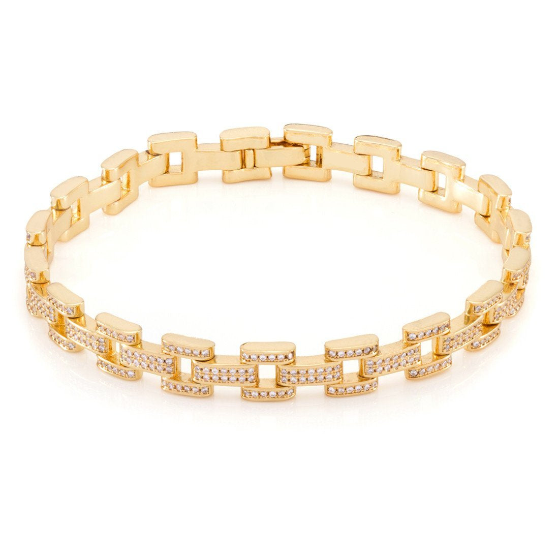 Crowned Ice 8mm Rolo Link Bracelet