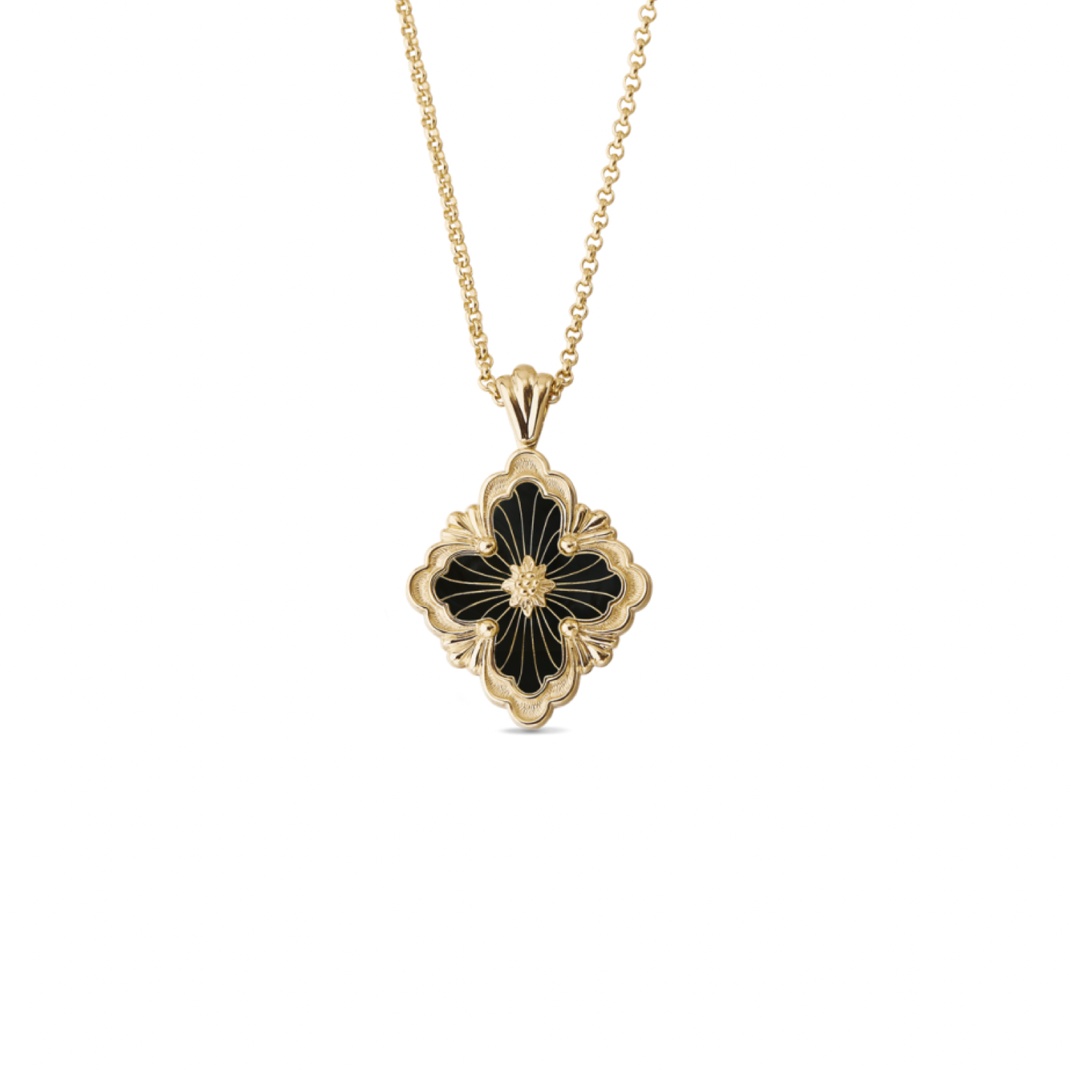 Black onyx clover leaf necklace with 18K gold plating