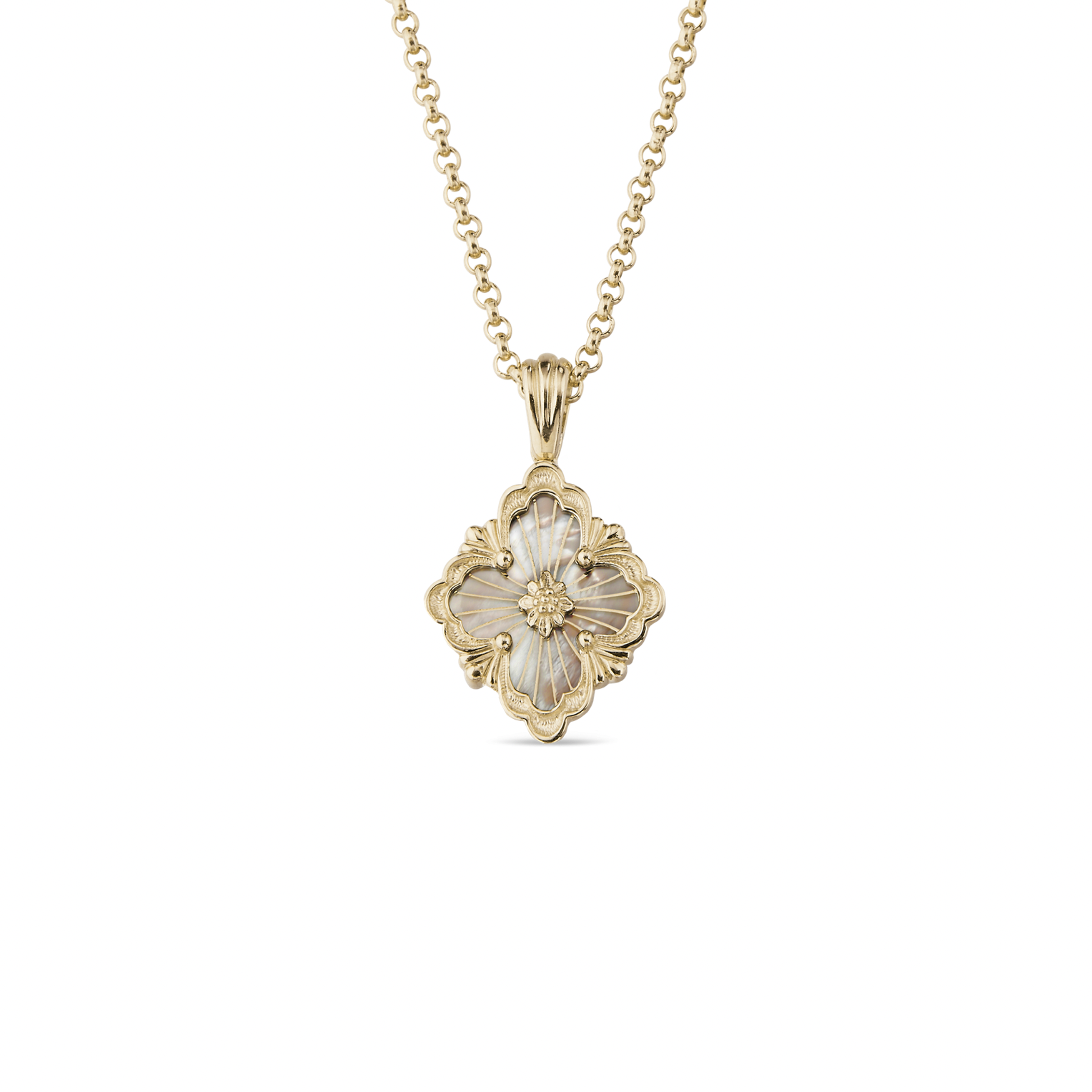 White mother-of-pearl clover leaf necklace with 18K gold plating