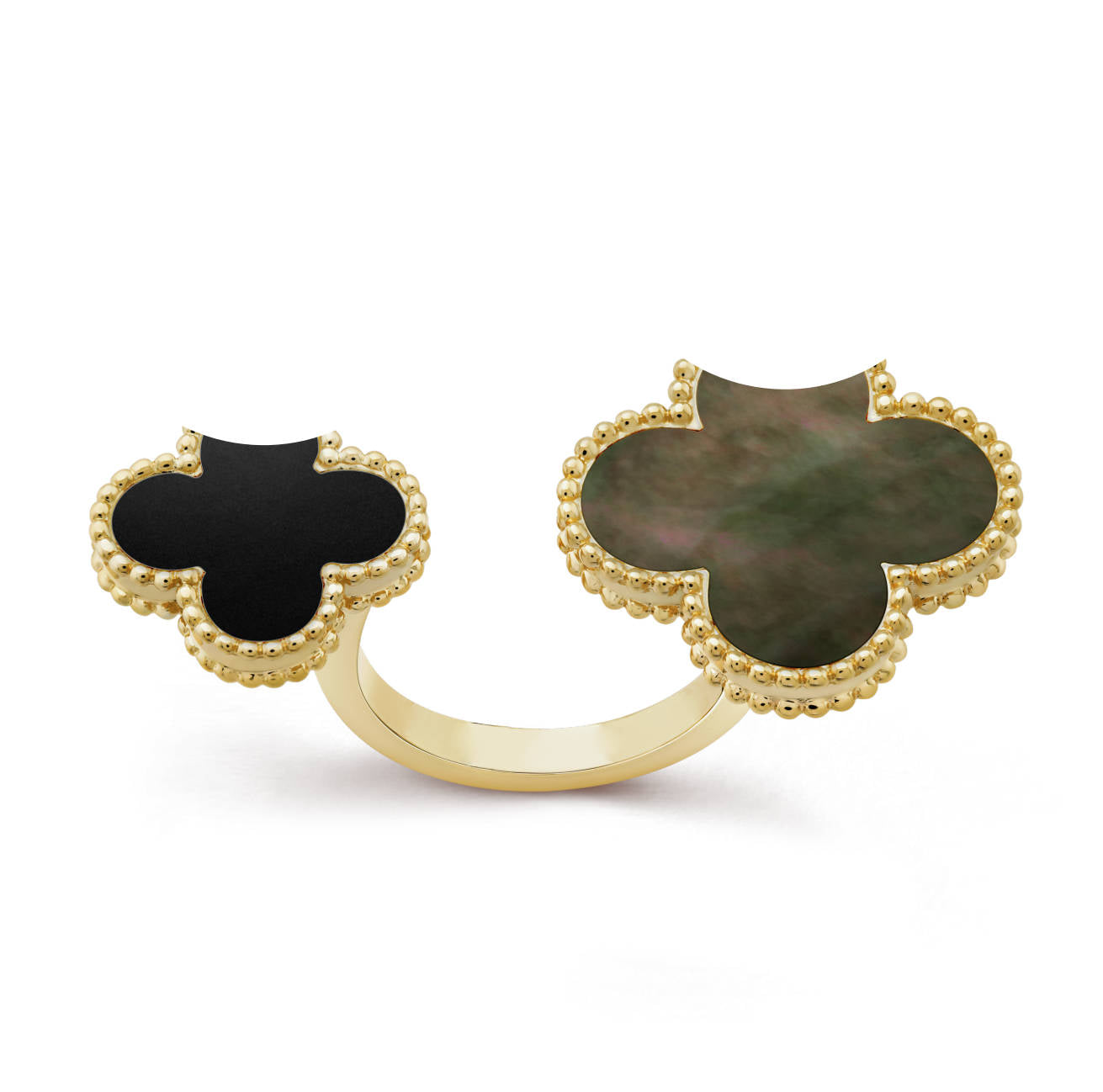 925 silver clover leaf ring detail view 3