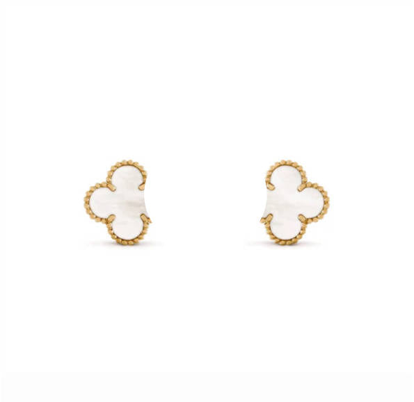 Mother-of-pearl clover leaf earrings with 18K gold plating