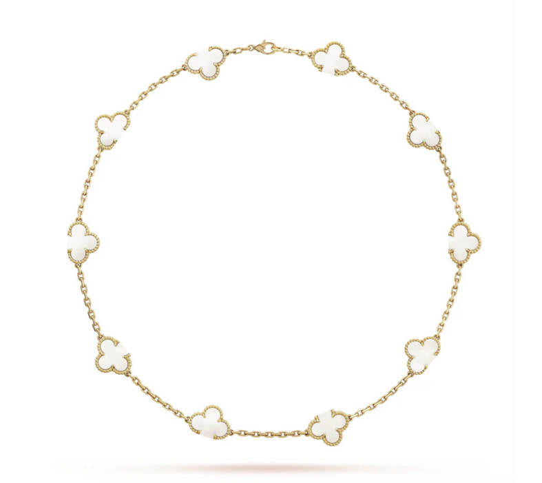 Clover Leaf Necklace, 925 Silver, 18K Gold Plated, 10 Motifs