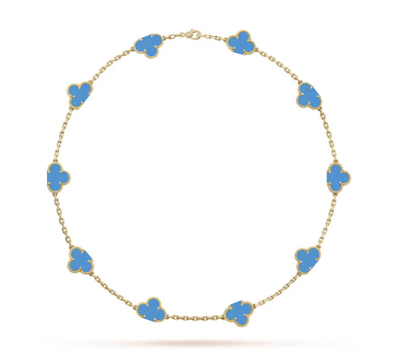 Clover Leaf Necklace, 925 Silver, 18K Gold Plated, 10 Motifs