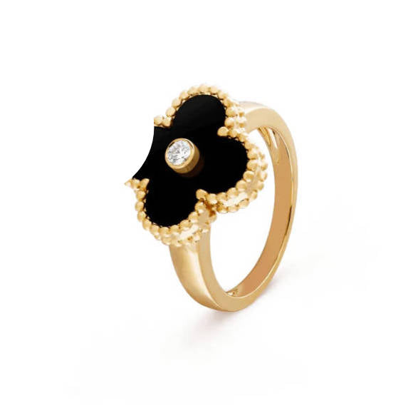 Clover Leaf Ring, 925 Silver, 18K Gold Plated