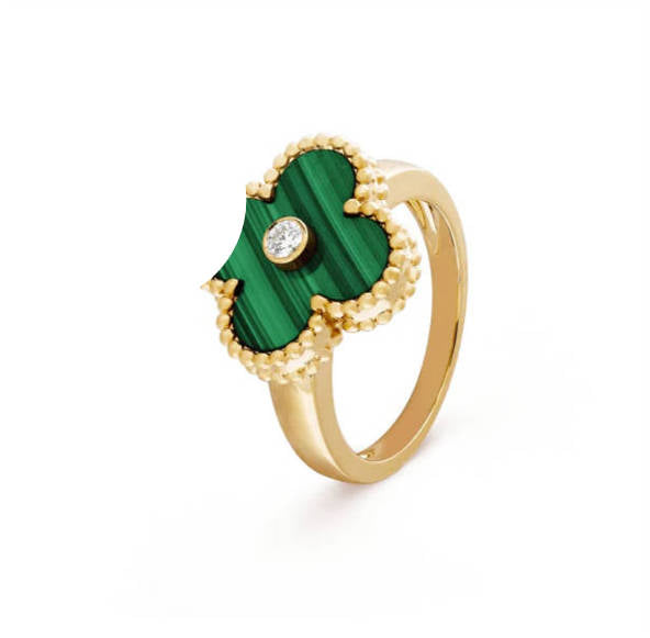 Clover Leaf Ring, 925 Silver, 18K Gold Plated