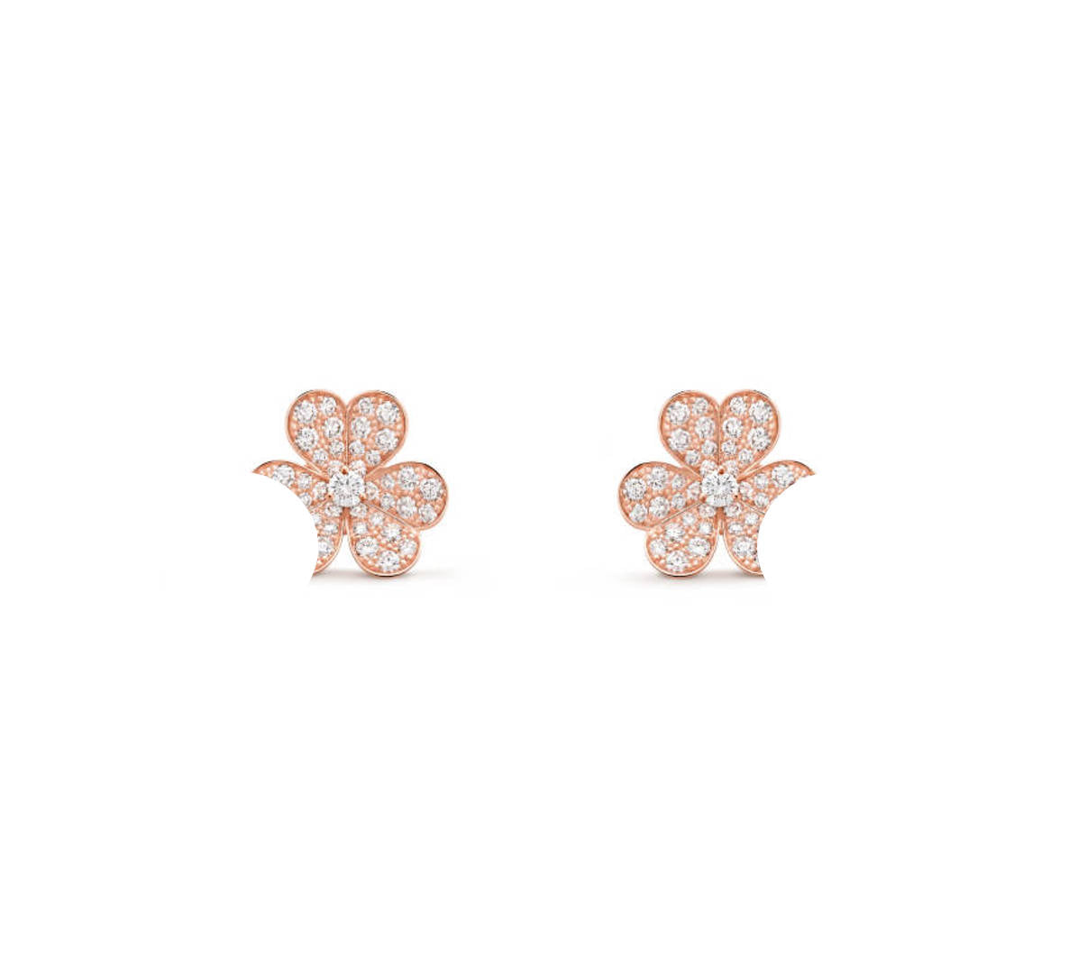 Rose gold clover leaf earrings with 18K gold plating