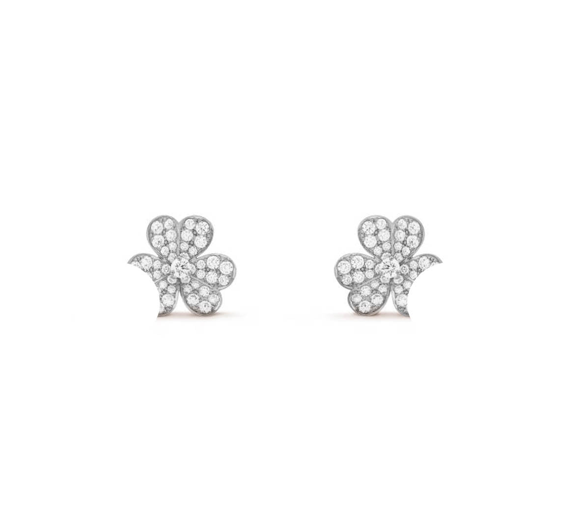 White gold clover leaf earrings with 18K gold plating