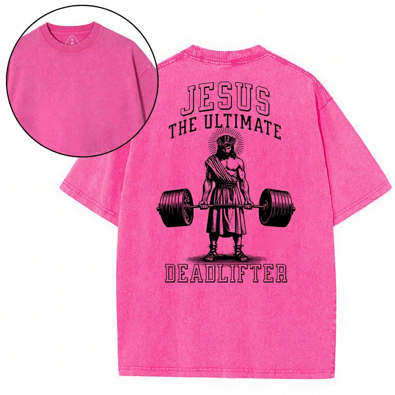 Christian Washed T-Shirt | Jesus The Ultimate Deadlifter