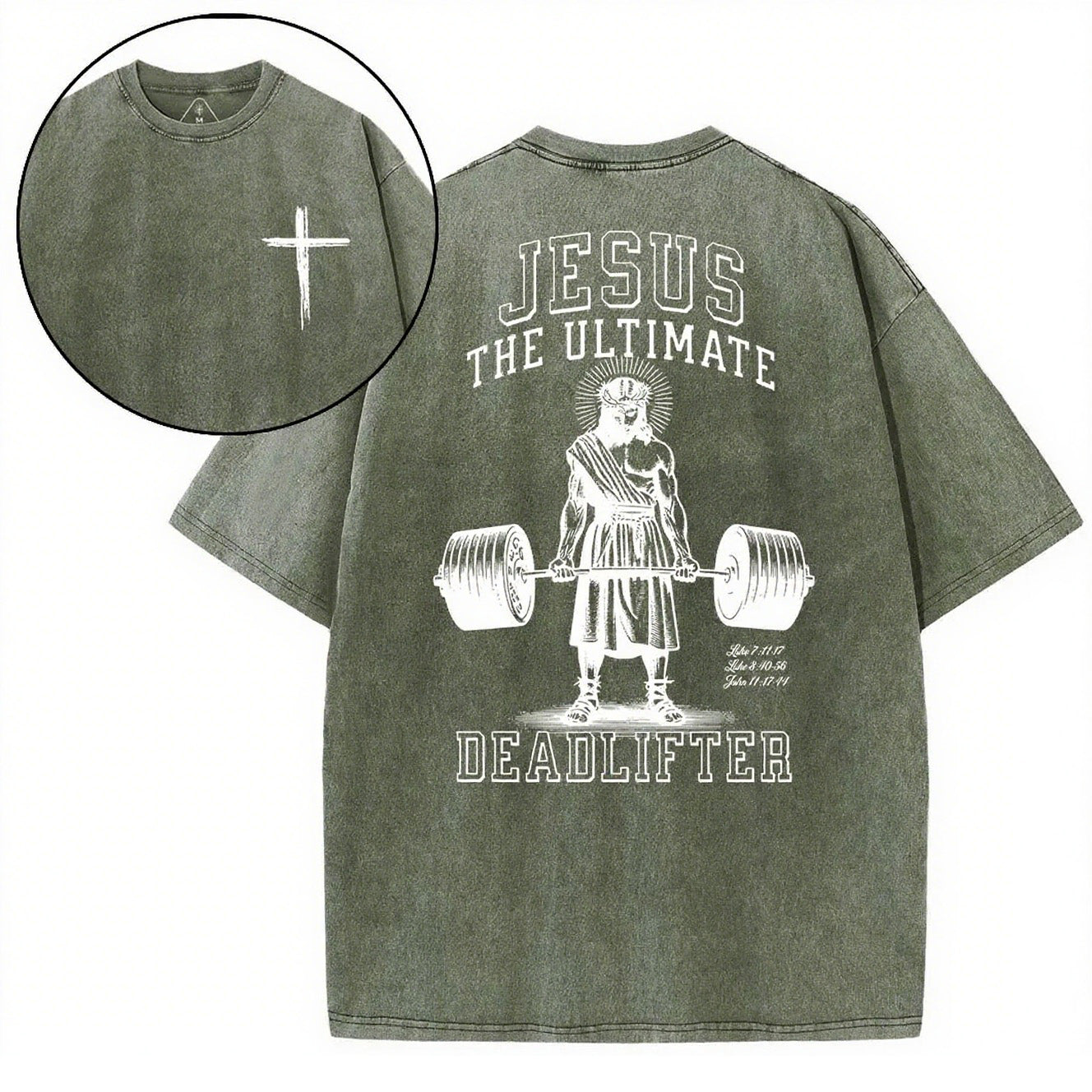 Christian Washed T-Shirt | Jesus The Ultimate Deadlifter