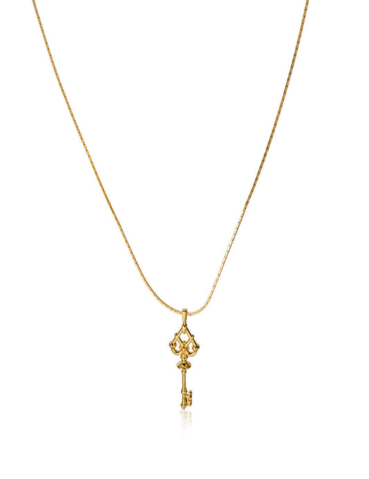 Classical Key & Spade Necklace - An Ancient Symbol on a Golden Collarbone Chain
