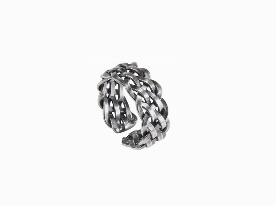 Crowned Ice S925 Silver Braided Ring – Elegant European Romance in Vintage Style