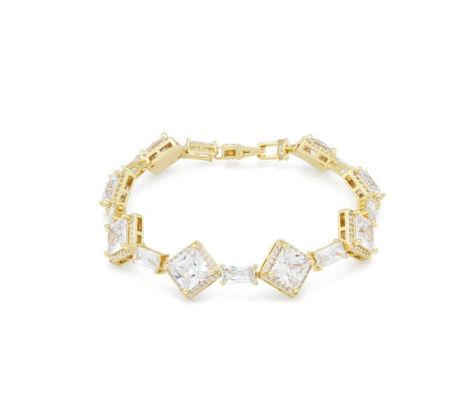 Crowned Ice 14mm Clustered Princess-Cut Tennis Bracelet