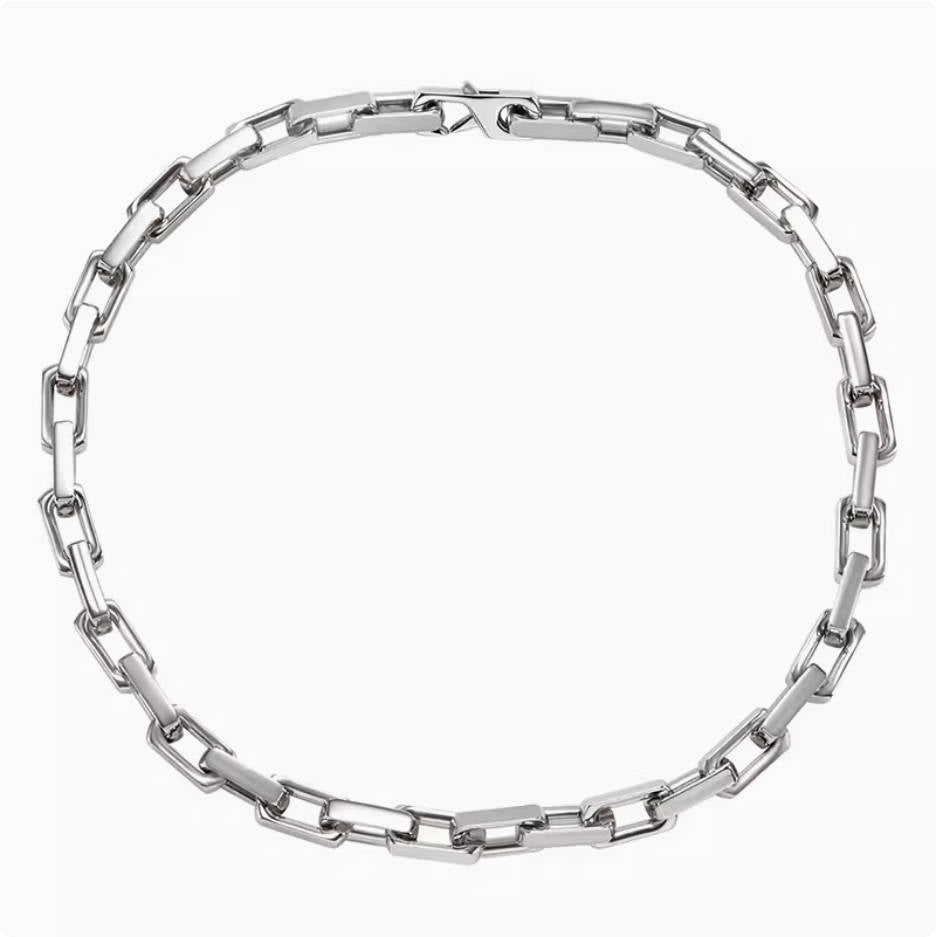 Crowned Ice Vintage Silver Cuban Chain Necklace – Rough Texture Chain for Couples