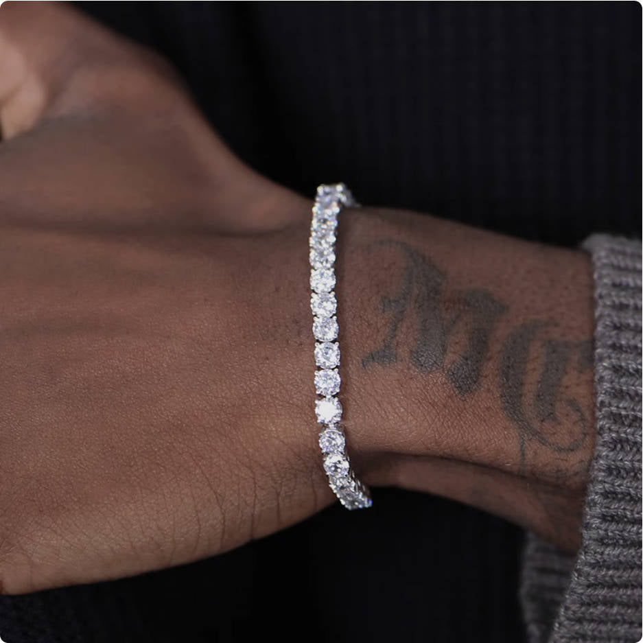 Crowned Ice S925 Silver Tennis Chain Bracelet – Secure-Fit Elegant Bracelet for Women
