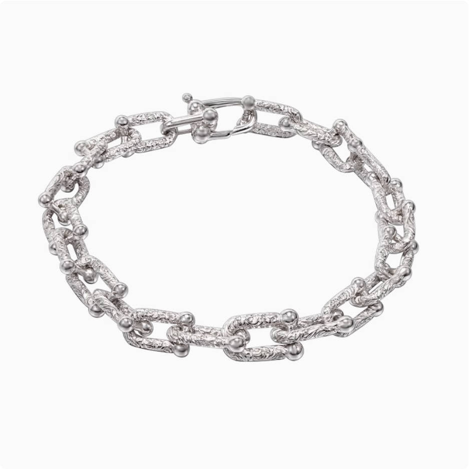 Crowned Ice S925 U-Shaped Adjustable Bracelet – Retro Open Bracelet