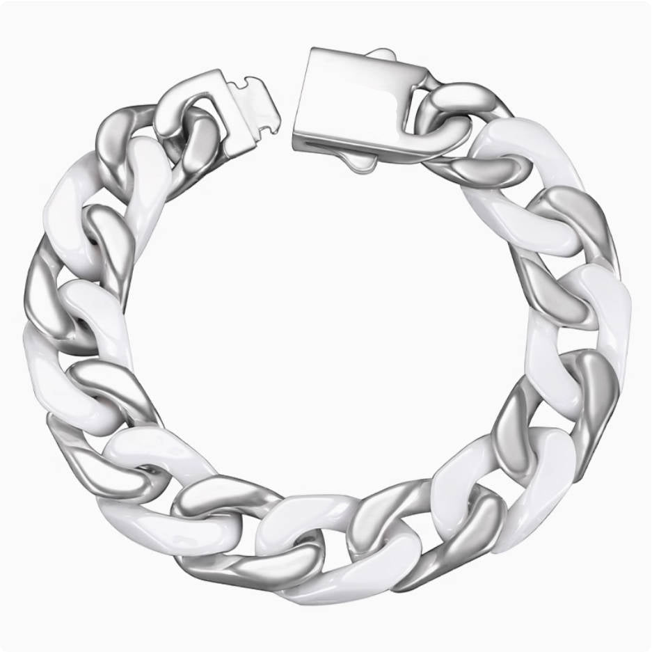 Crowned Ice GR Black Ceramic Cuban Link Bracelet – Urban Ceramic Chain for Men & Women
