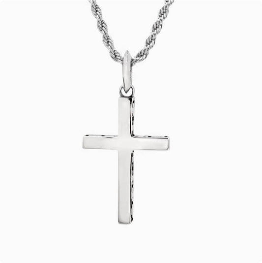 Crowned Ice S925 Silver Cross Pendant Necklace – Minimalist Faith Chain for Men & Women