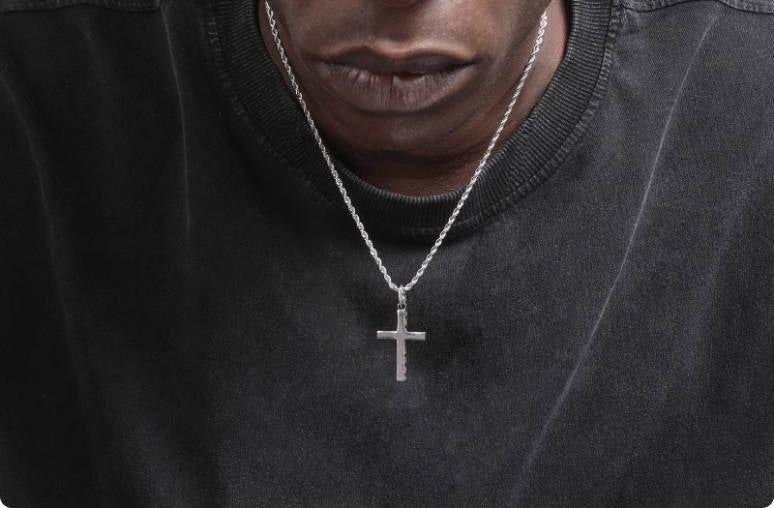 Crowned Ice S925 Silver Cross Pendant Necklace – Minimalist Faith Chain for Men & Women