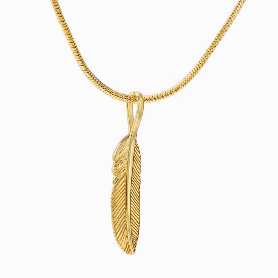 Crowned Ice 18K Gold-tone Plating Feather Wing Pendant Necklace – Luxe Fallen Angel Chain