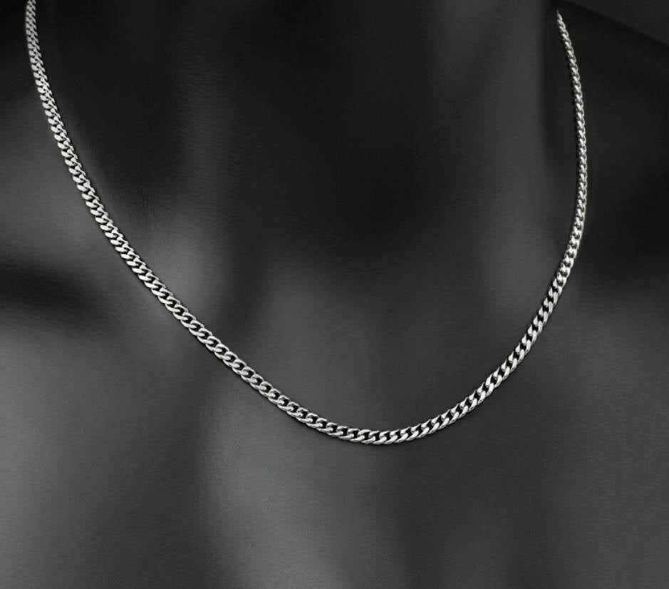 Crowned Ice Dual-Layer Stainless Steel Micro-Inlaid Cuban Chain Necklace – Slim & Feminine Hip-Hop Style