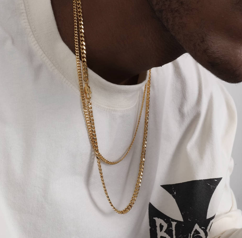Crowned Ice Titanium-Plated Gold Cuban Link Chain Necklace