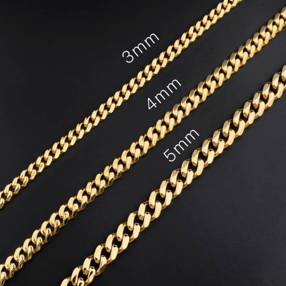 Crowned Ice Titanium-Plated Gold Cuban Link Chain Necklace