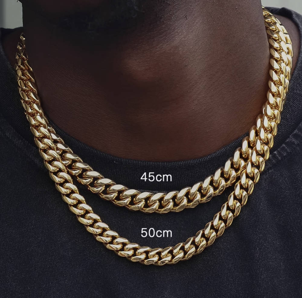 Crowned Ice 24K Gold-Plated Chunky Cuban Link Chain Necklace – Hip-Hop Streetwear for Men&Woman
