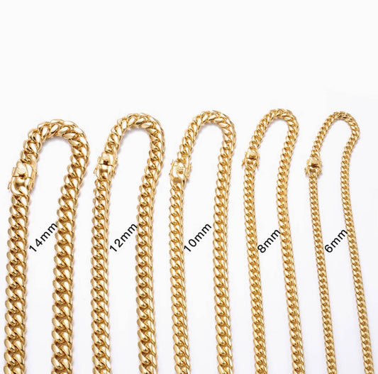 Crowned Ice 24K Gold-Plated Chunky Cuban Link Chain Necklace – Hip-Hop Streetwear for Men&Woman