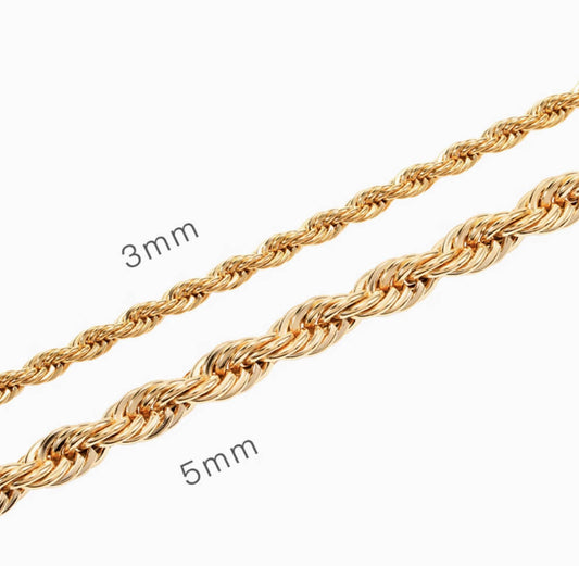 Crowned Ice 18K Gold-Plated Short Twist Rope Chain Necklace – Compact Afro-Inspired Texture Design