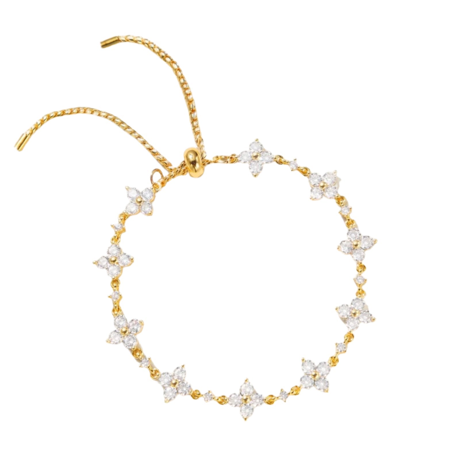 Gold plated clover leaf bracelet with 18K gold plating