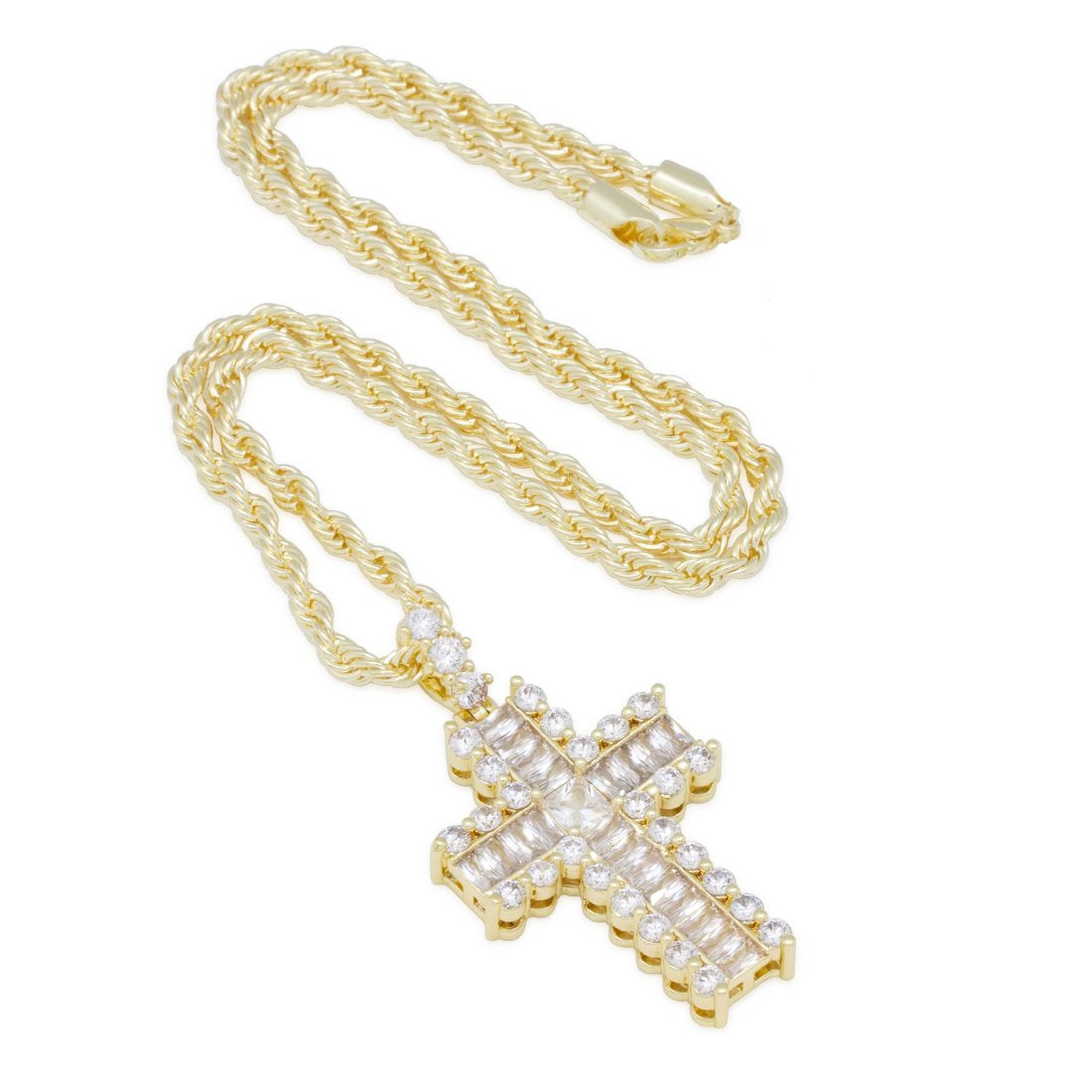 Crowned Ice Icy Cross Necklace