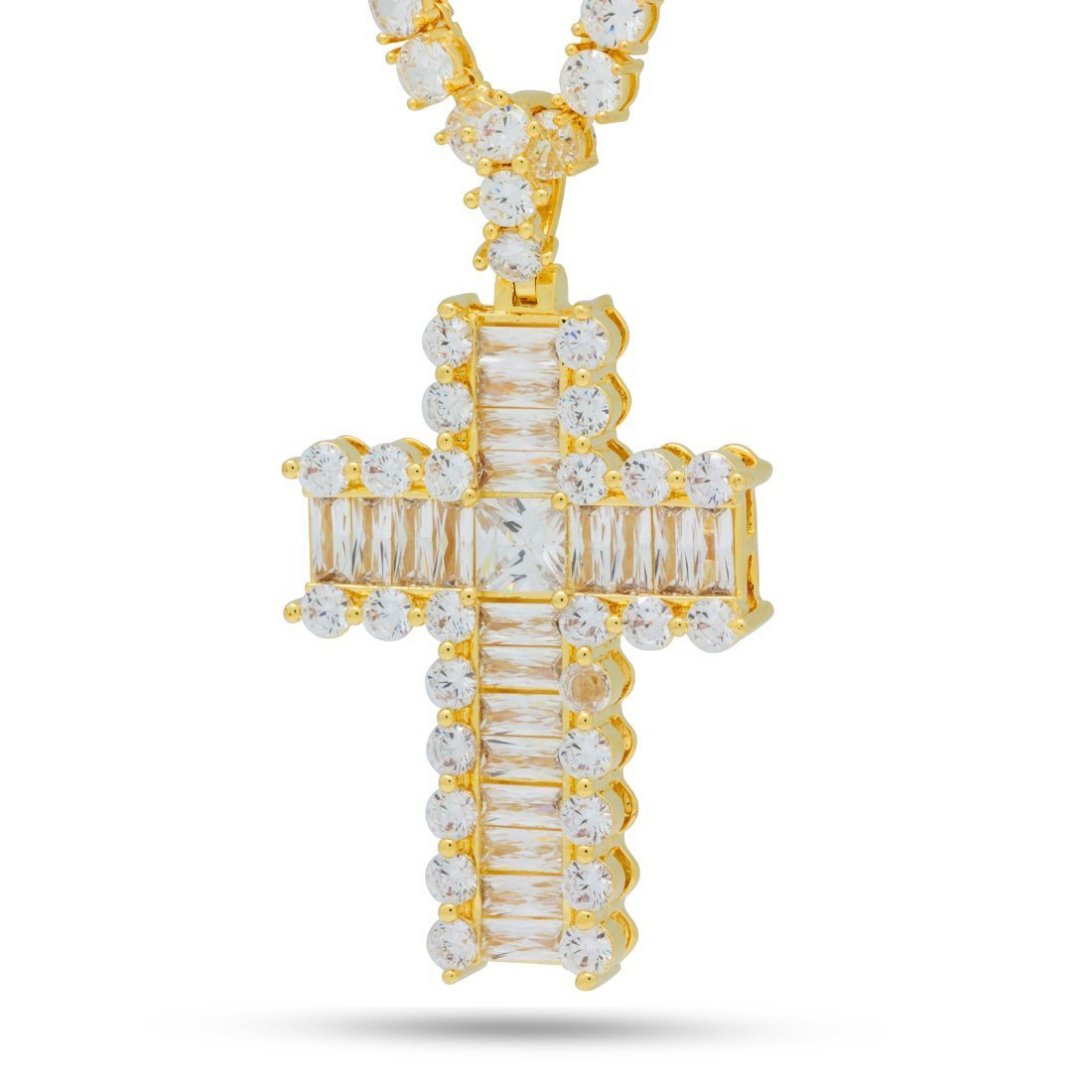 Crowned Ice Icy Cross Necklace