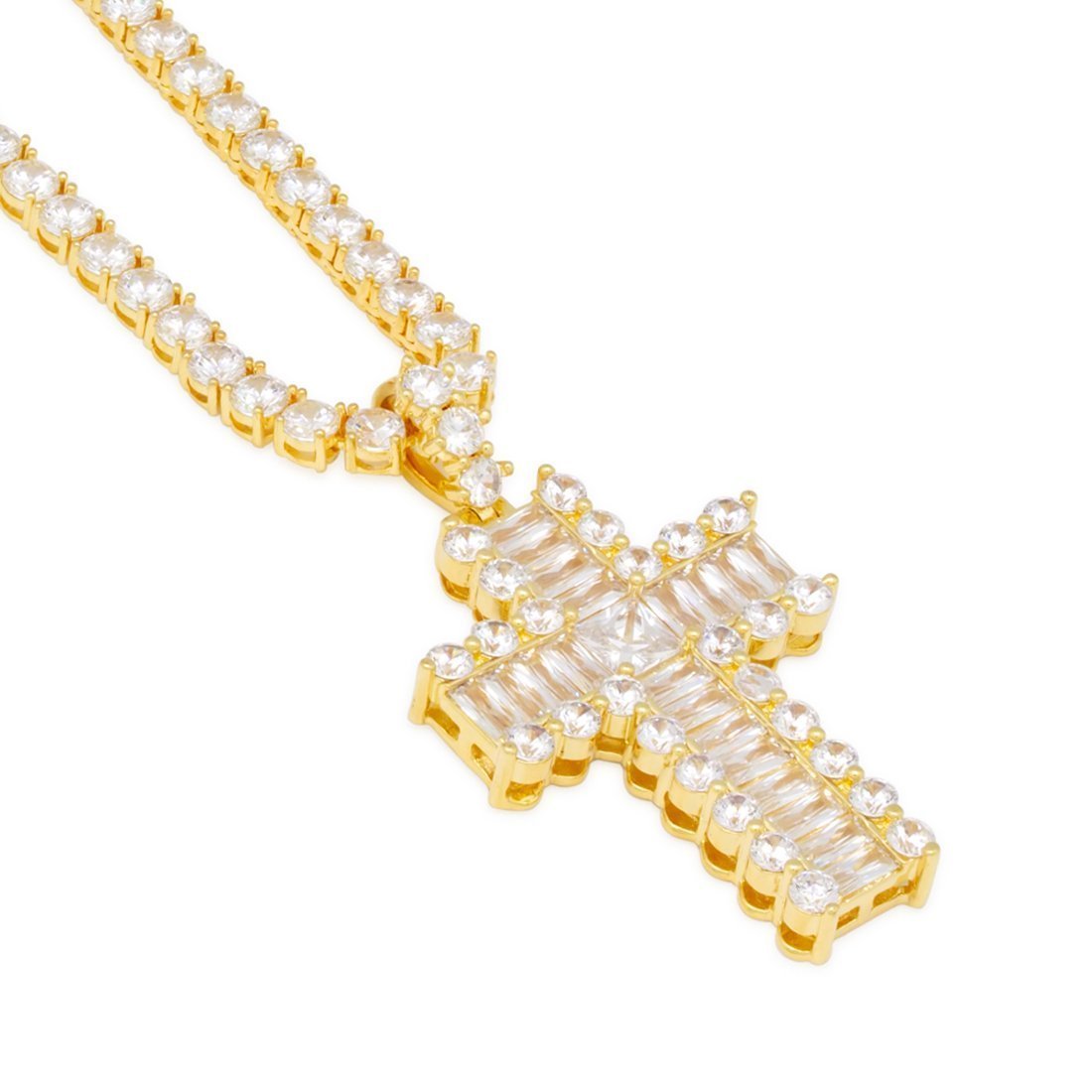 Crowned Ice Icy Cross Necklace