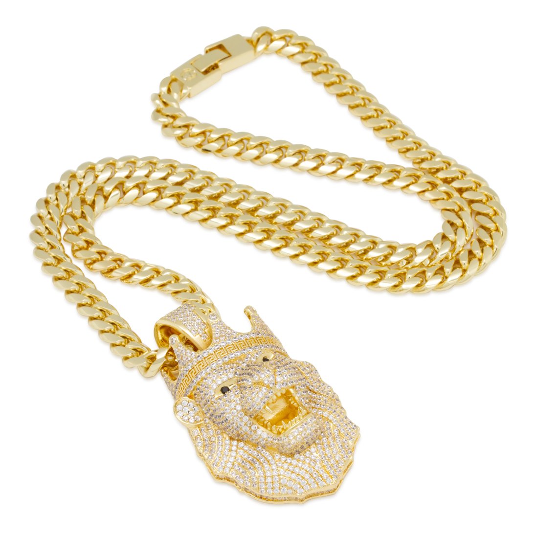 Crowned Ice Royal Lion Necklace
