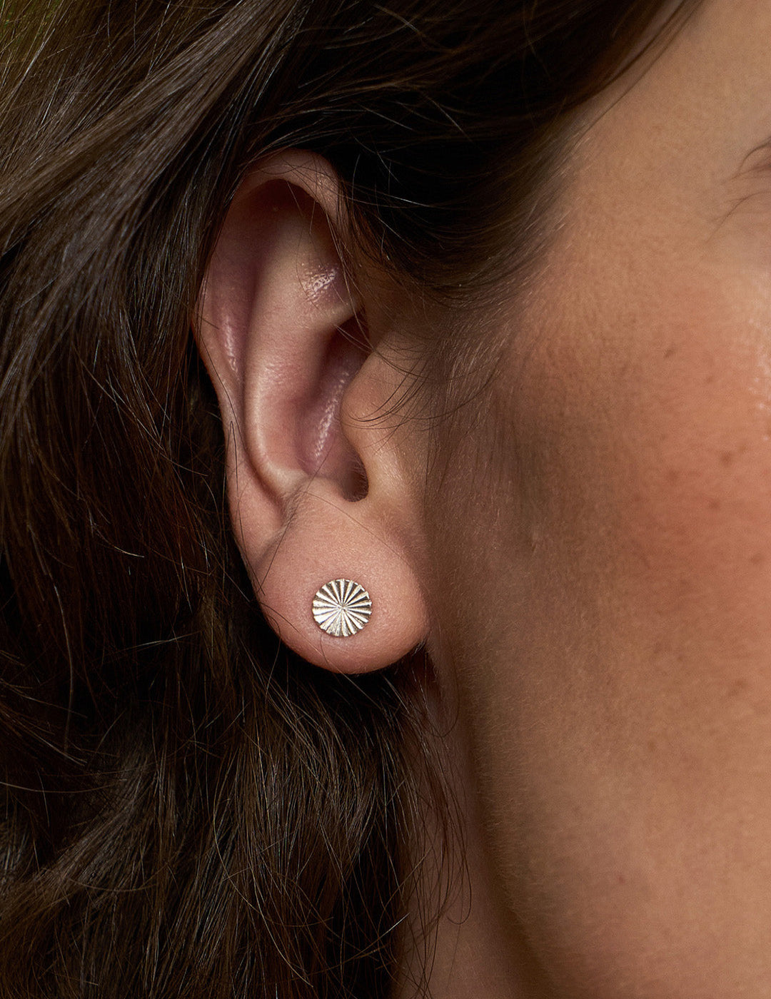 Chinese Style Pine Cone Earrings - Textured Wrinkled Stacking Studs