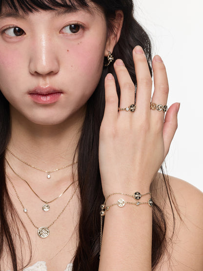 Button Series Minimalist Adjustable Pull-String Bracelet, Full Circle Korean-Style Elegant Design