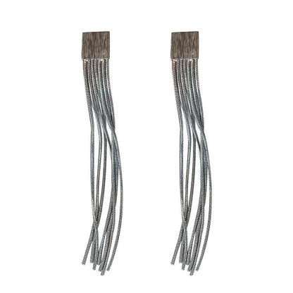 S925 Sterling Silver Tassel Drop Earrings Brushed Texture Design